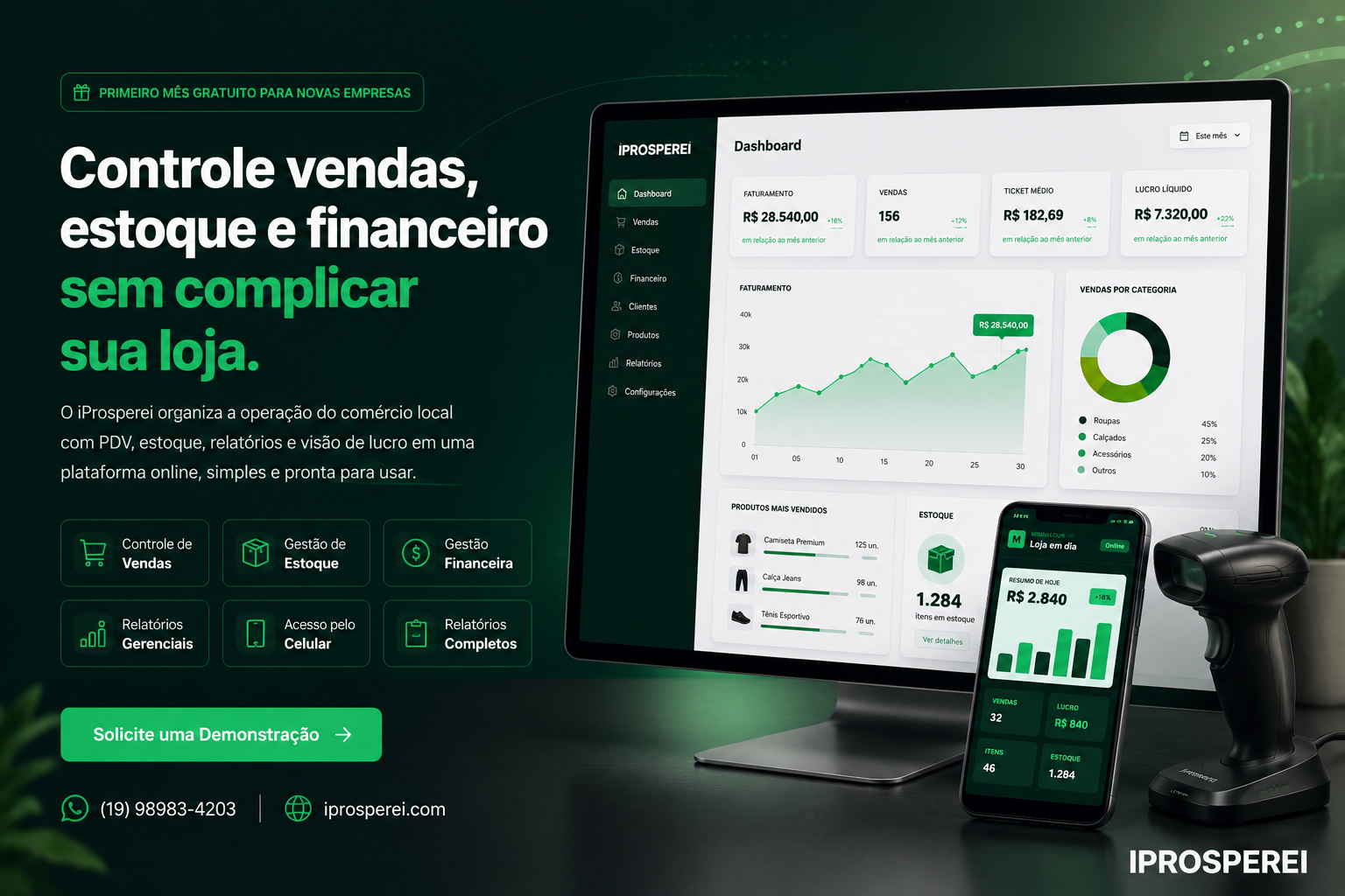 Controle vendas, estoque e financeiro sem complicar sua loja.