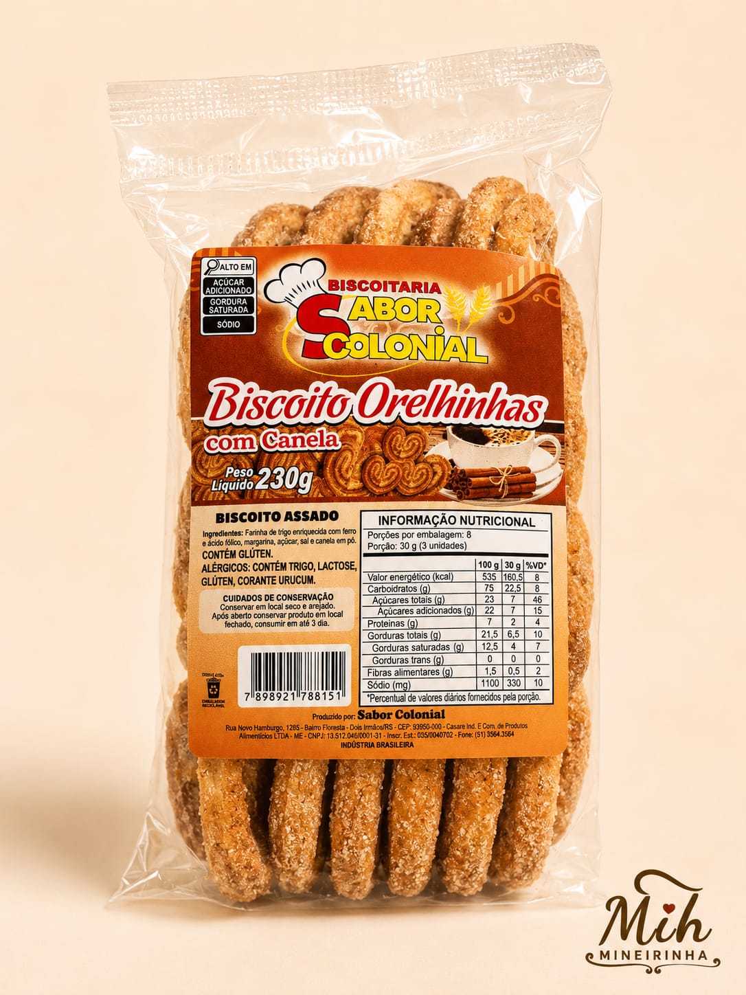 Biscoito Orelhinhas com Canela 230g