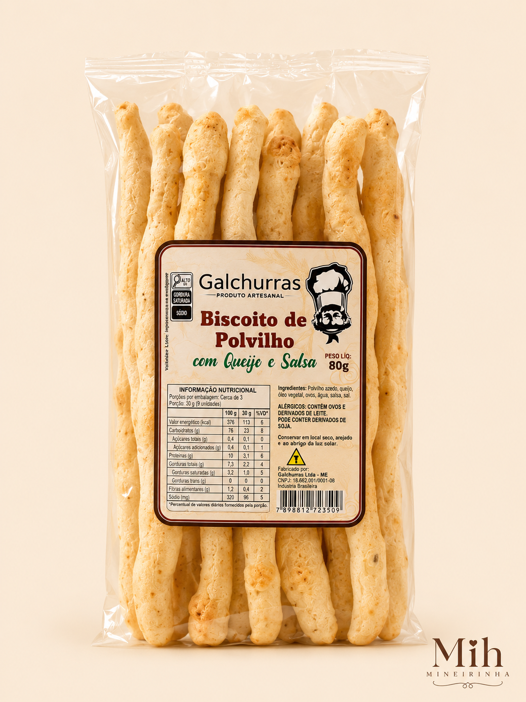 Biscoito de Polvilho com Queijo e Salsa- 80g Galchurras