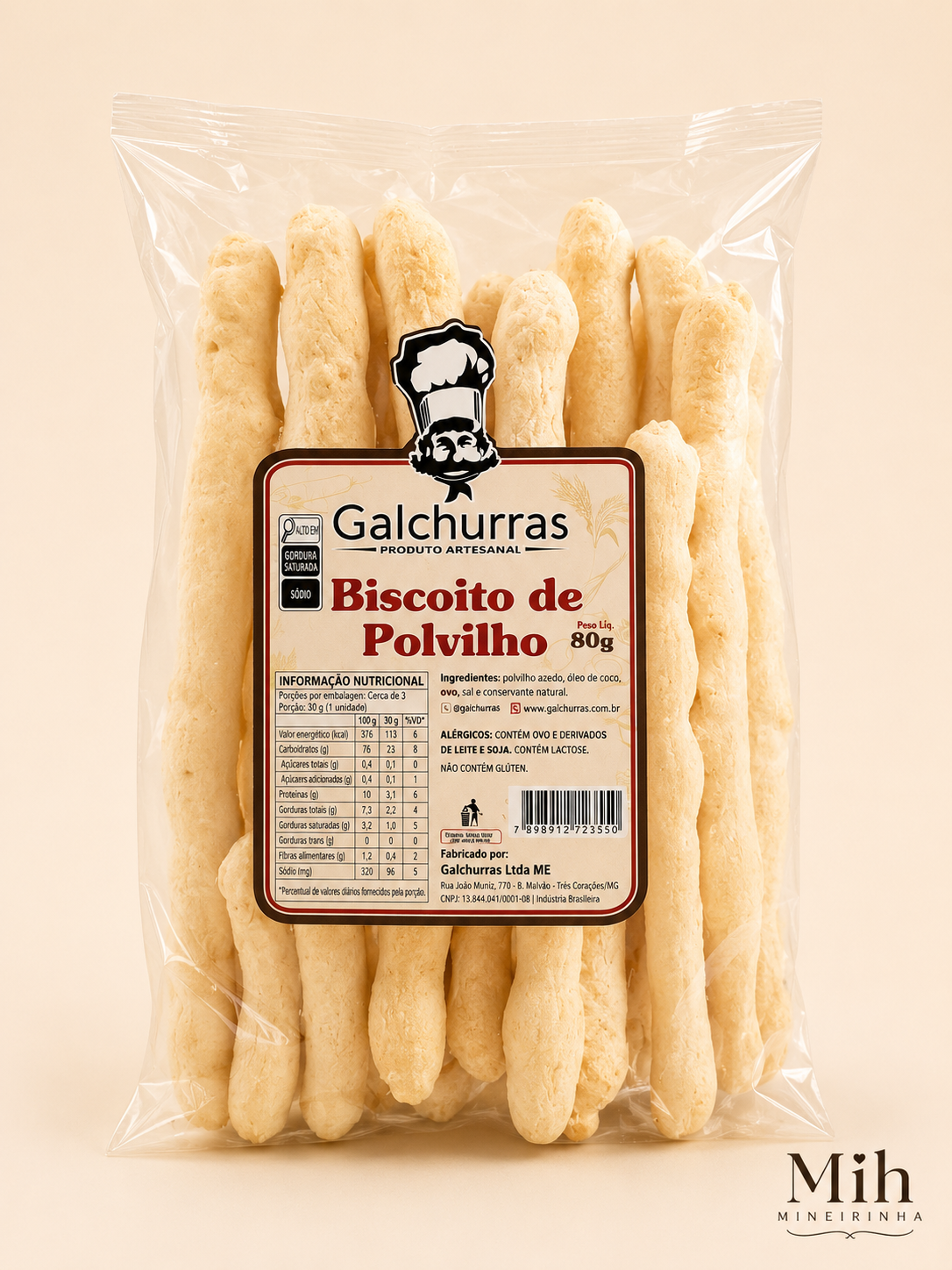 Biscoito de Polvilho tradicional 80g Galchurras