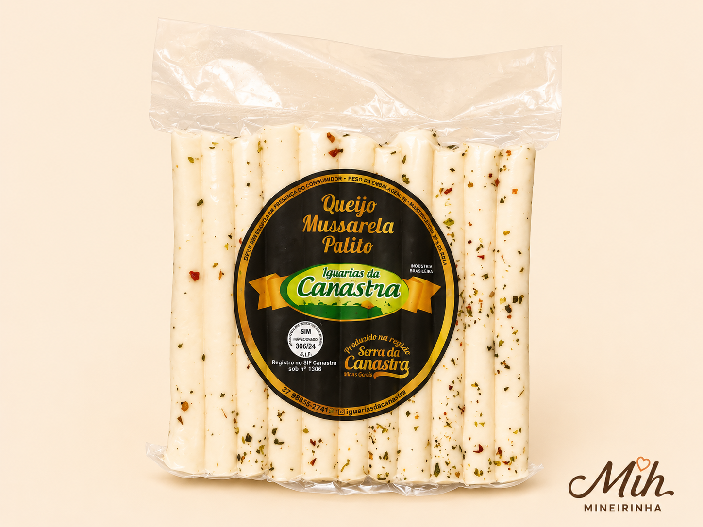 Queijo Mussarela Palito Temperado  Iguarias da Canastra