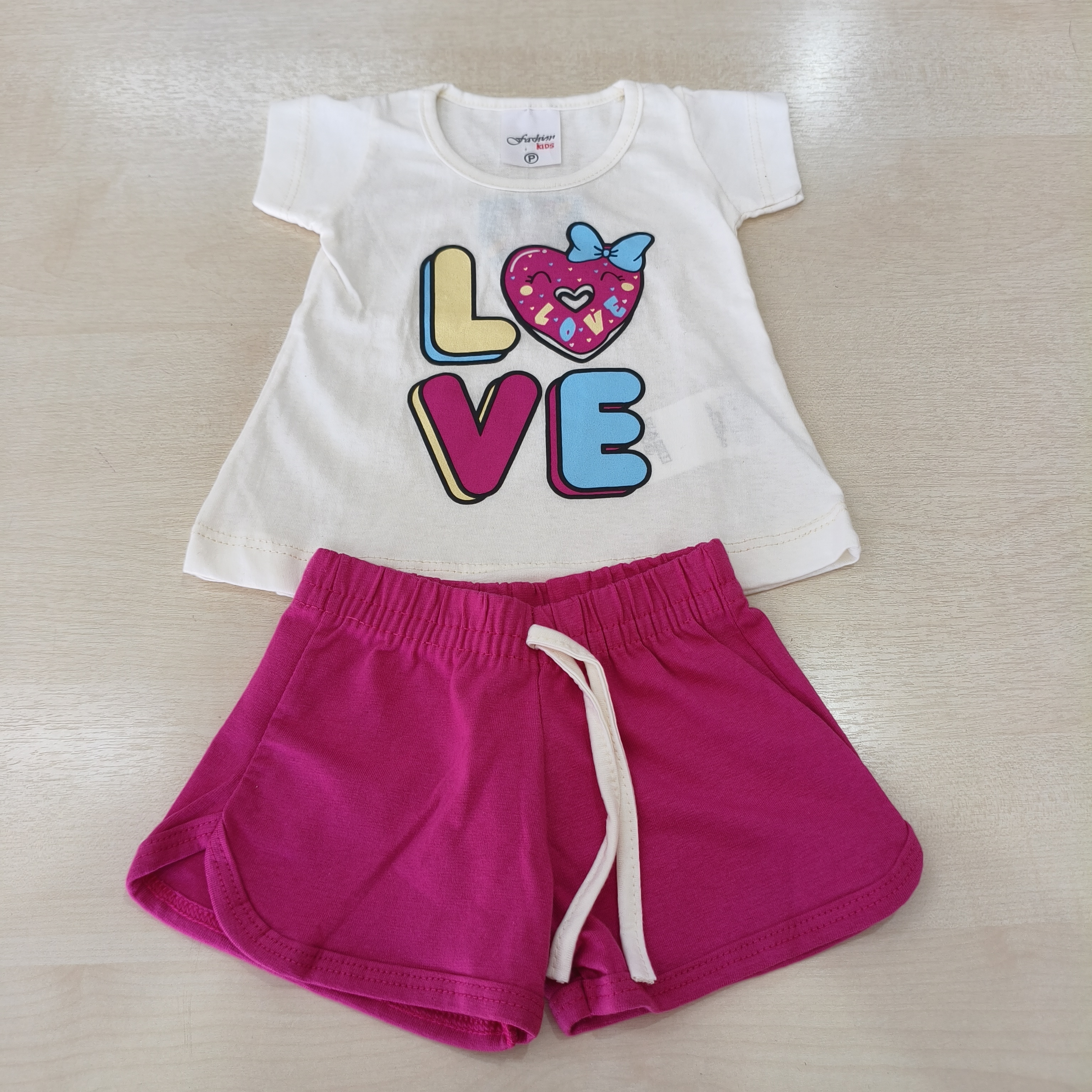 Conj. Blusa MC Com Shorts Fem Tam PB Fashion Kids