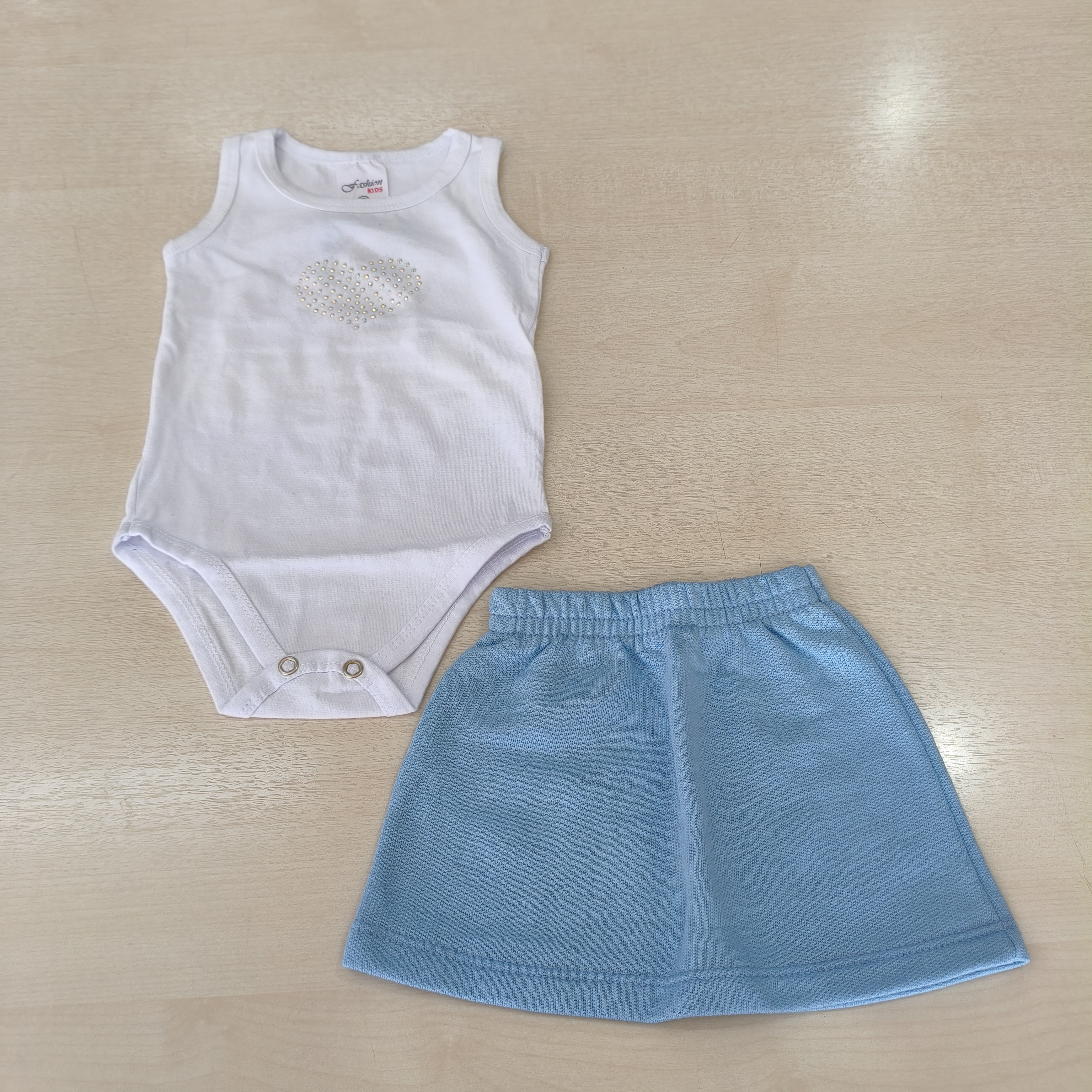 Conj. Body Regata com Saia Fem Tam PB Fashion Kids