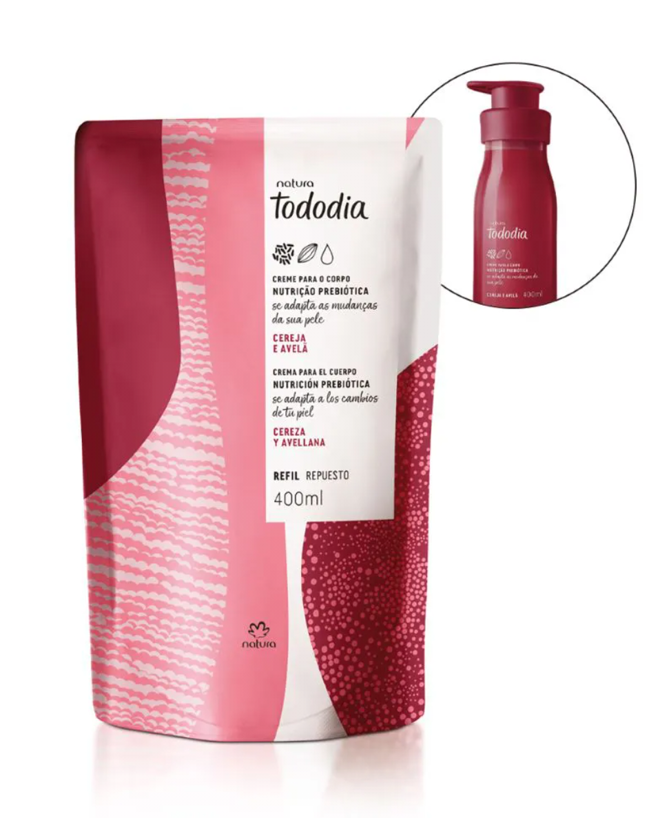 Refil creme desodorante corporal (Cereja e Avelã) TODODIA NATURA (400ml)