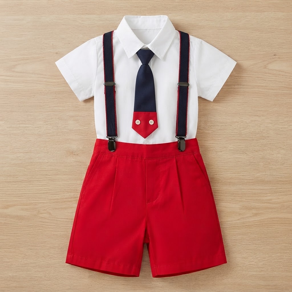 Conj. Camisa social MC com Bermuda Masc Tam MB Polo baby