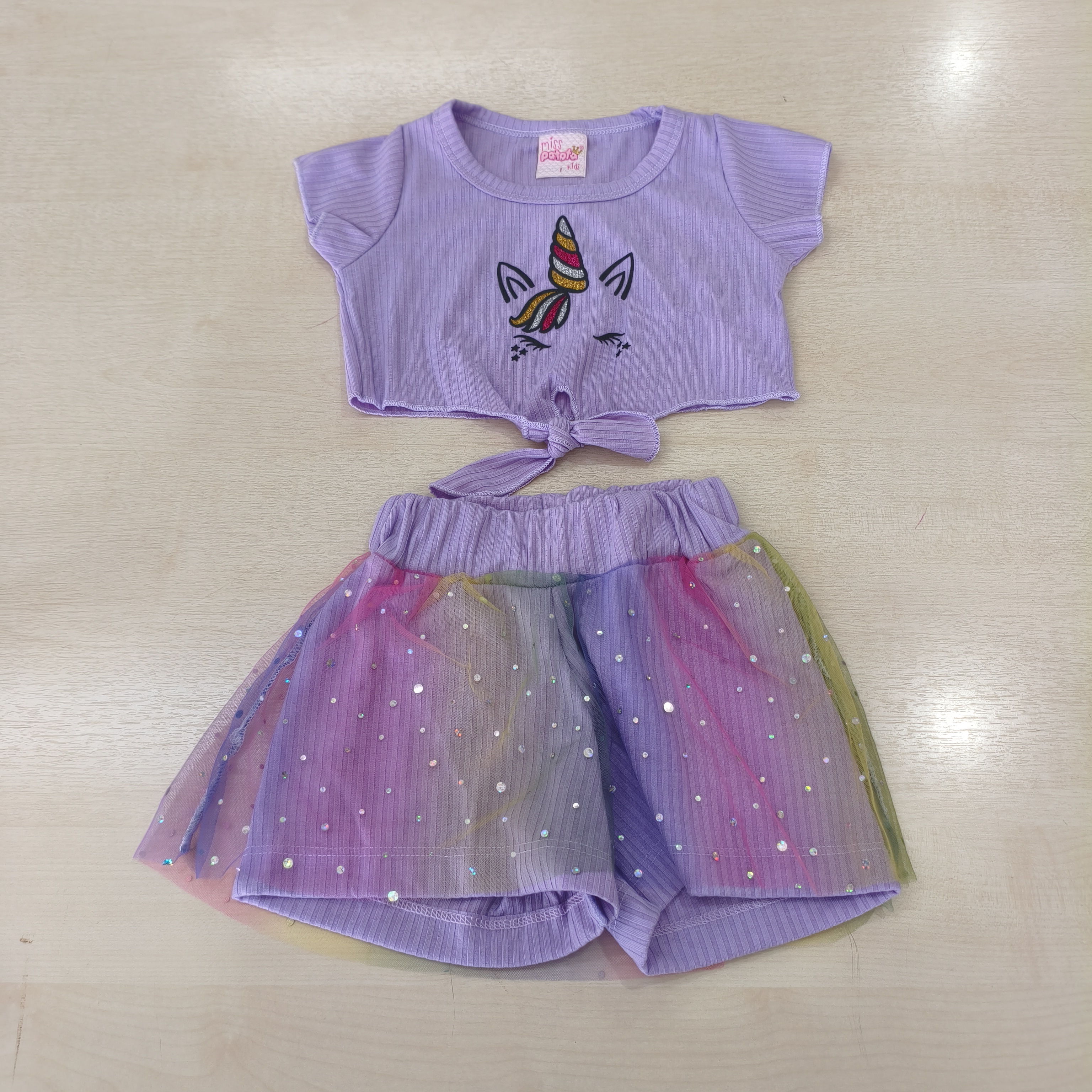 Conj. Blusa MC e Shorts/Saia Fem Tam 01 Patota
