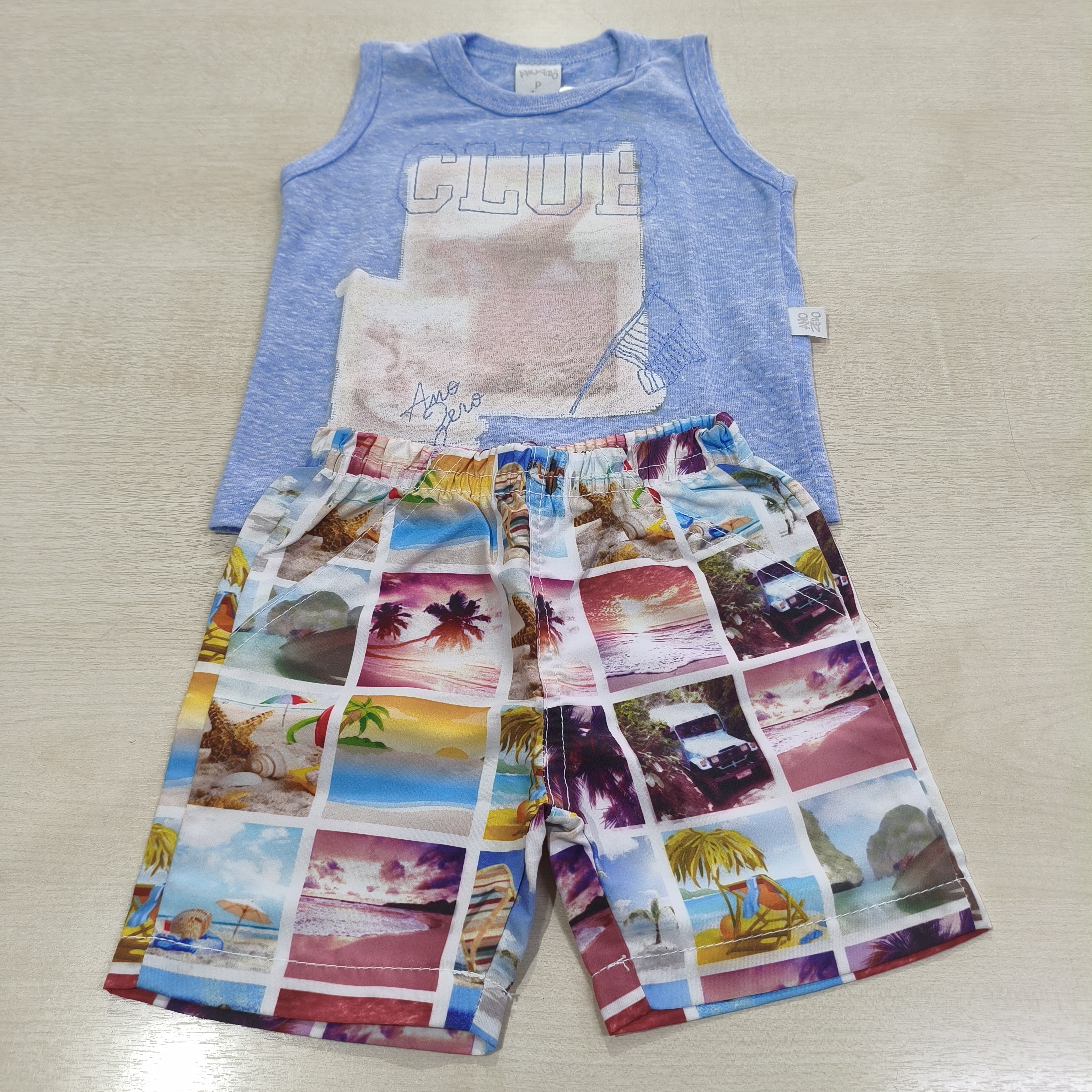 Conj. Camiseta MC com Bermuda Masc Tam PB Ano Zero