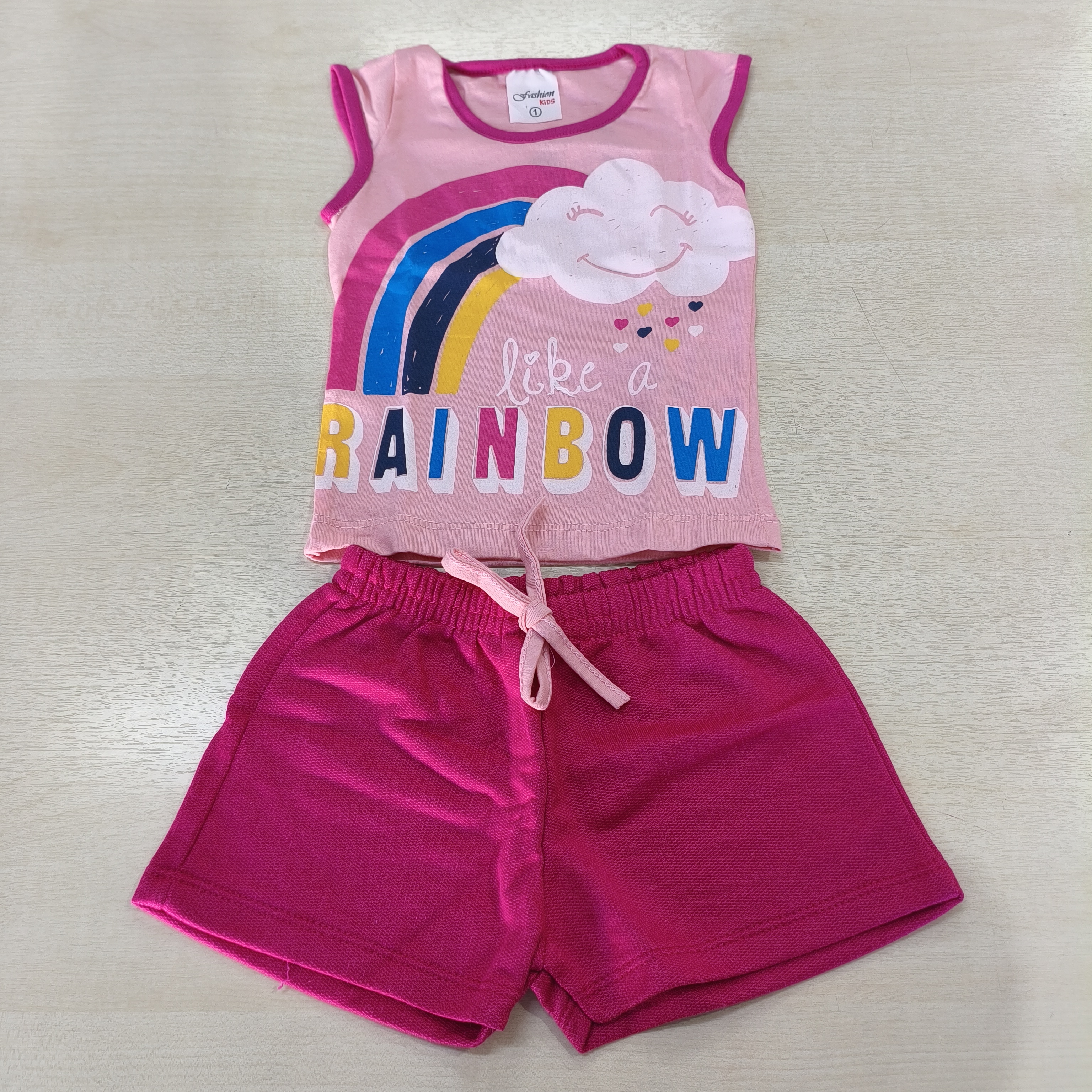 Conj. Blusa MC e Shorts Fem Tam 01 Fashion Kids