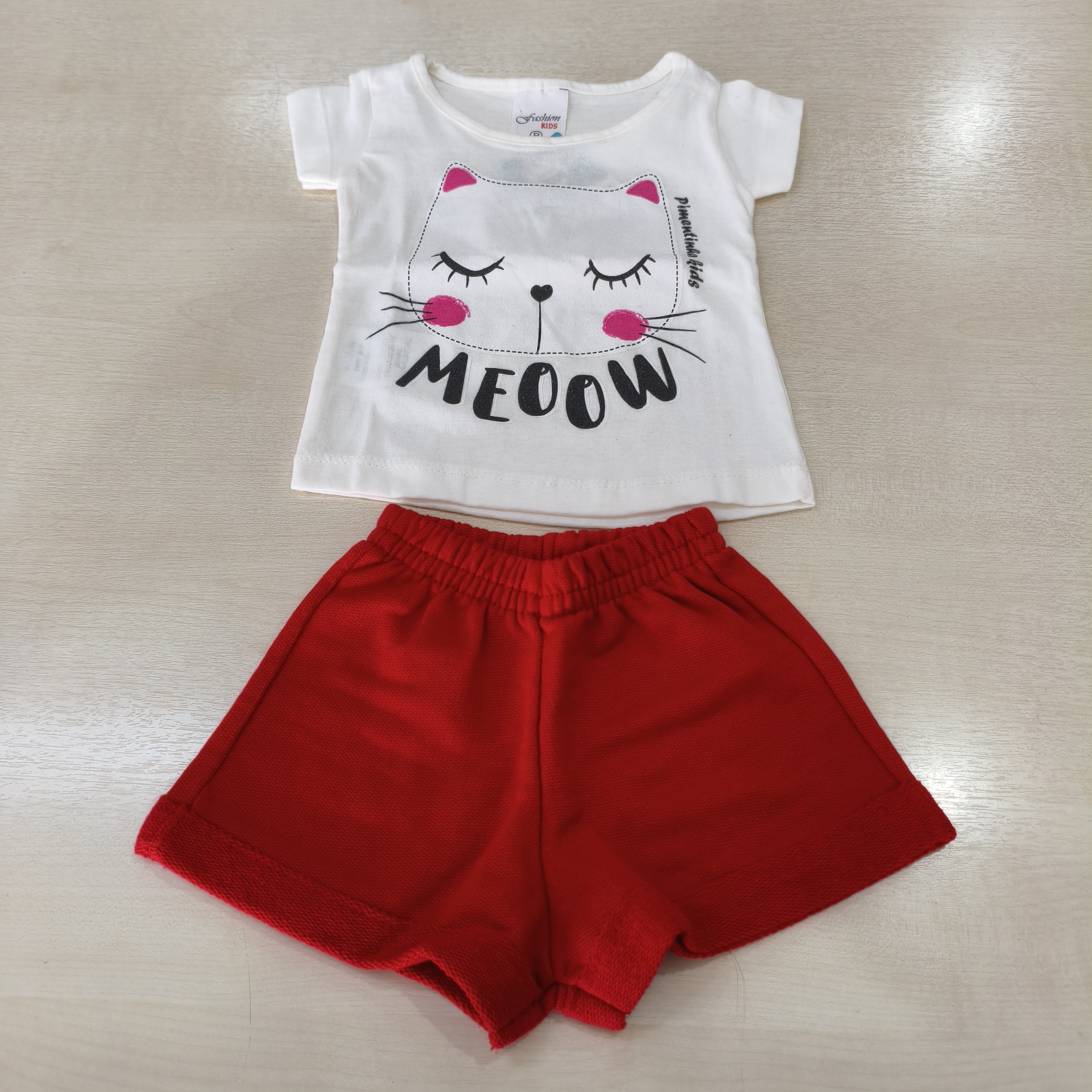 Conj. Blusa MC Com Shorts Fem Tam PB Fashion Kids