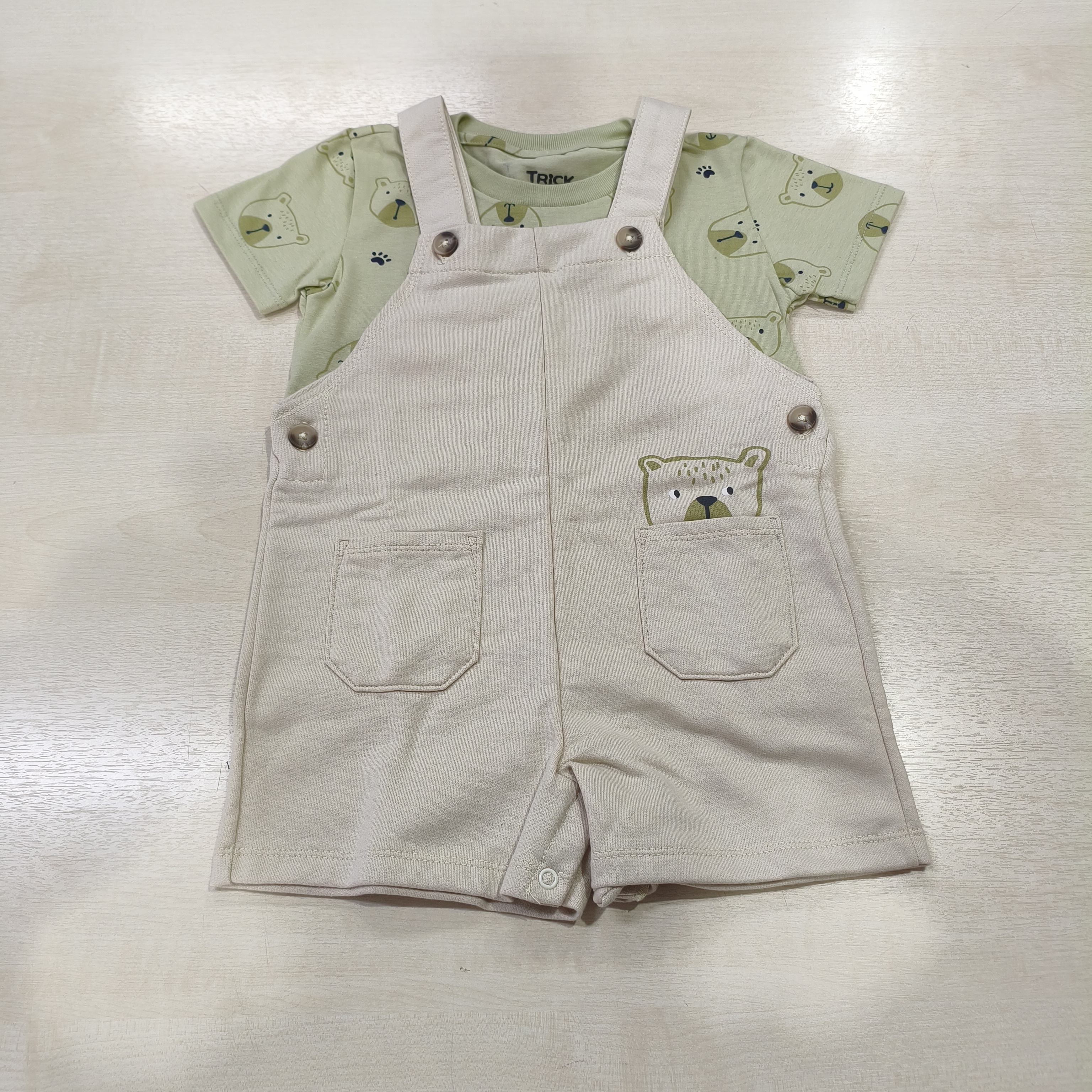 Conj. Camiseta com Jardineira Masc Tam 01 Trick Nick