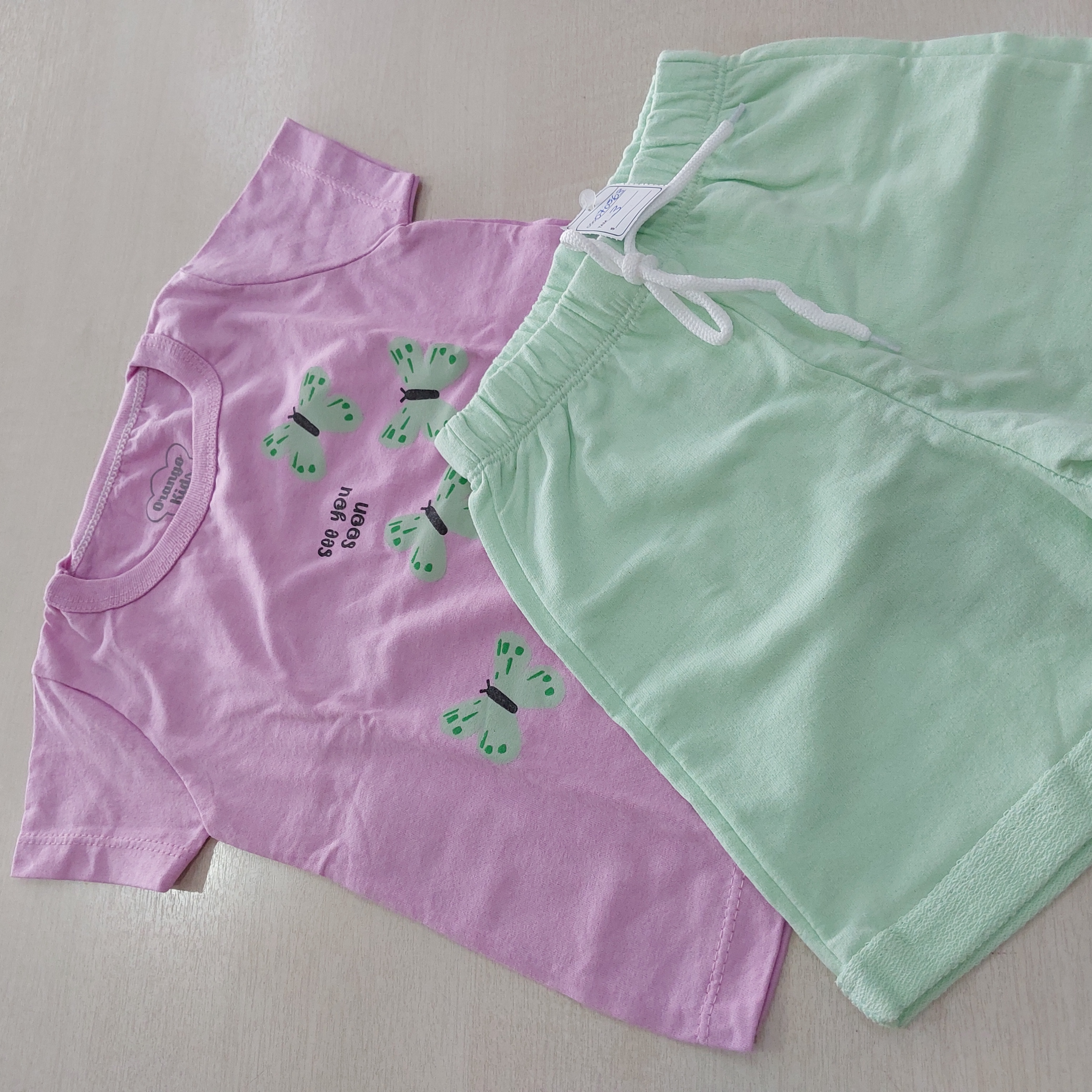 Conj. Blusa MC e Shorts Fem Tam 03 Orango Kids