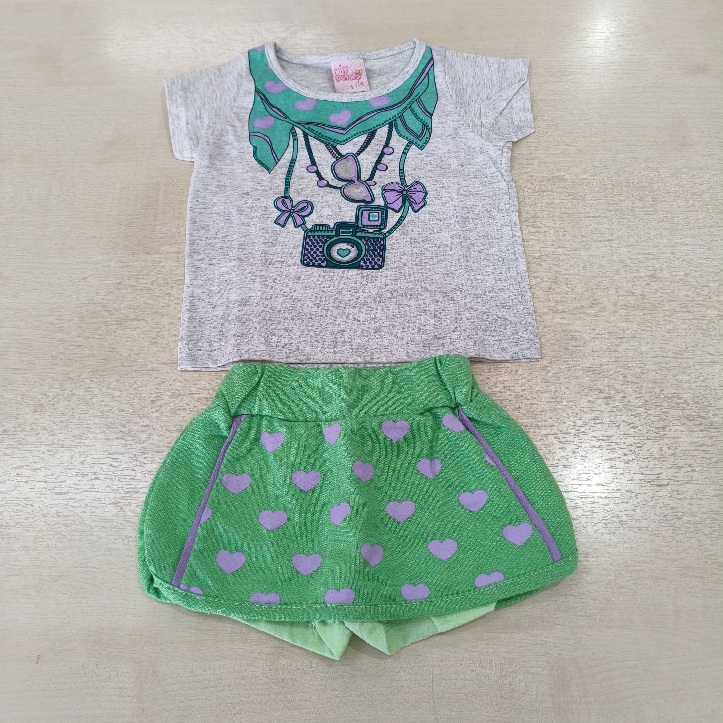 Conj. Blusa MC e Shorts/Saia Fem Tam 01 Patota