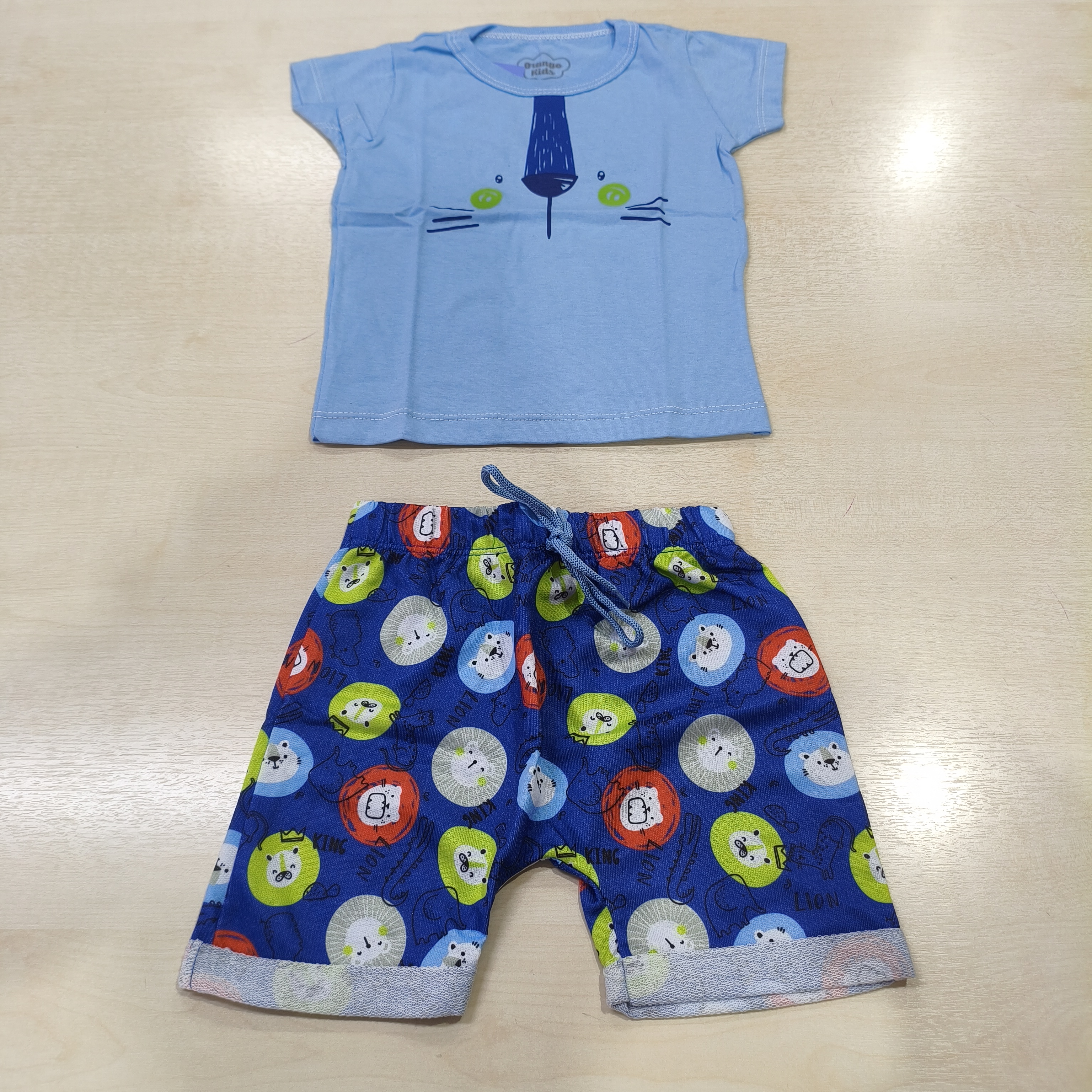 Conj. Blusa MC e Shorts Fem Tam 01 Orango Kids
