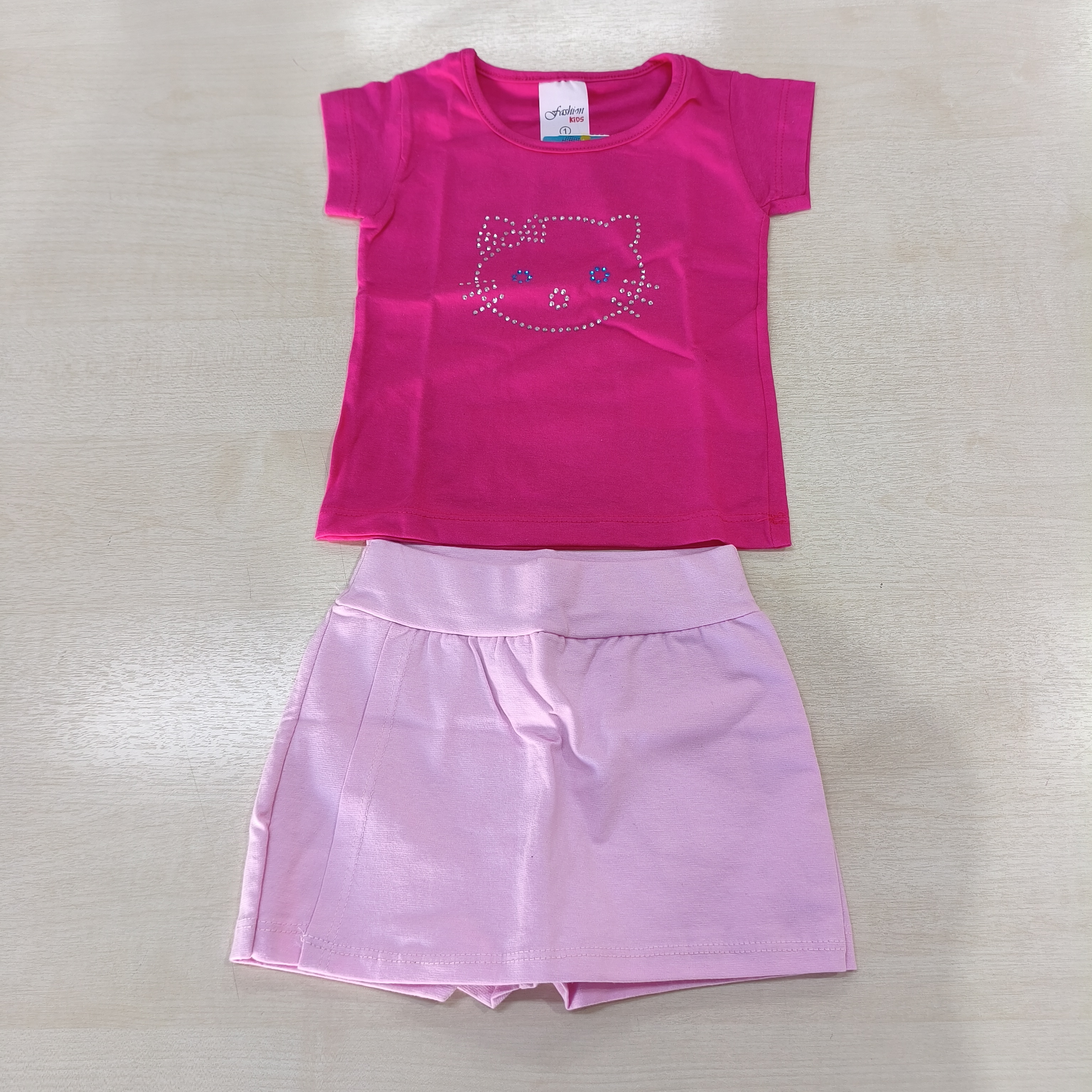 Conj. Blusa MC e Shorts Fem Tam 01 Fashion Kids