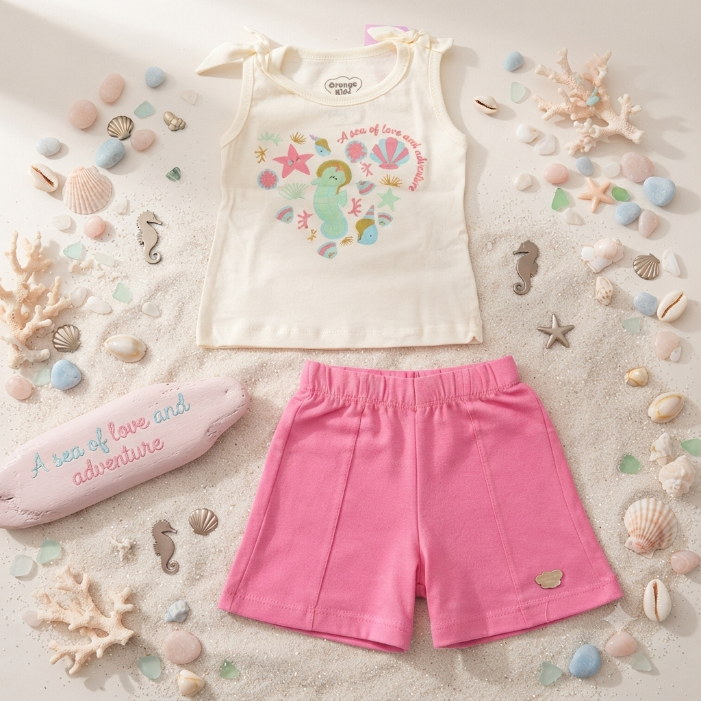 Conj. Regata e Shorts Fem Tam 01 Orango Kids
