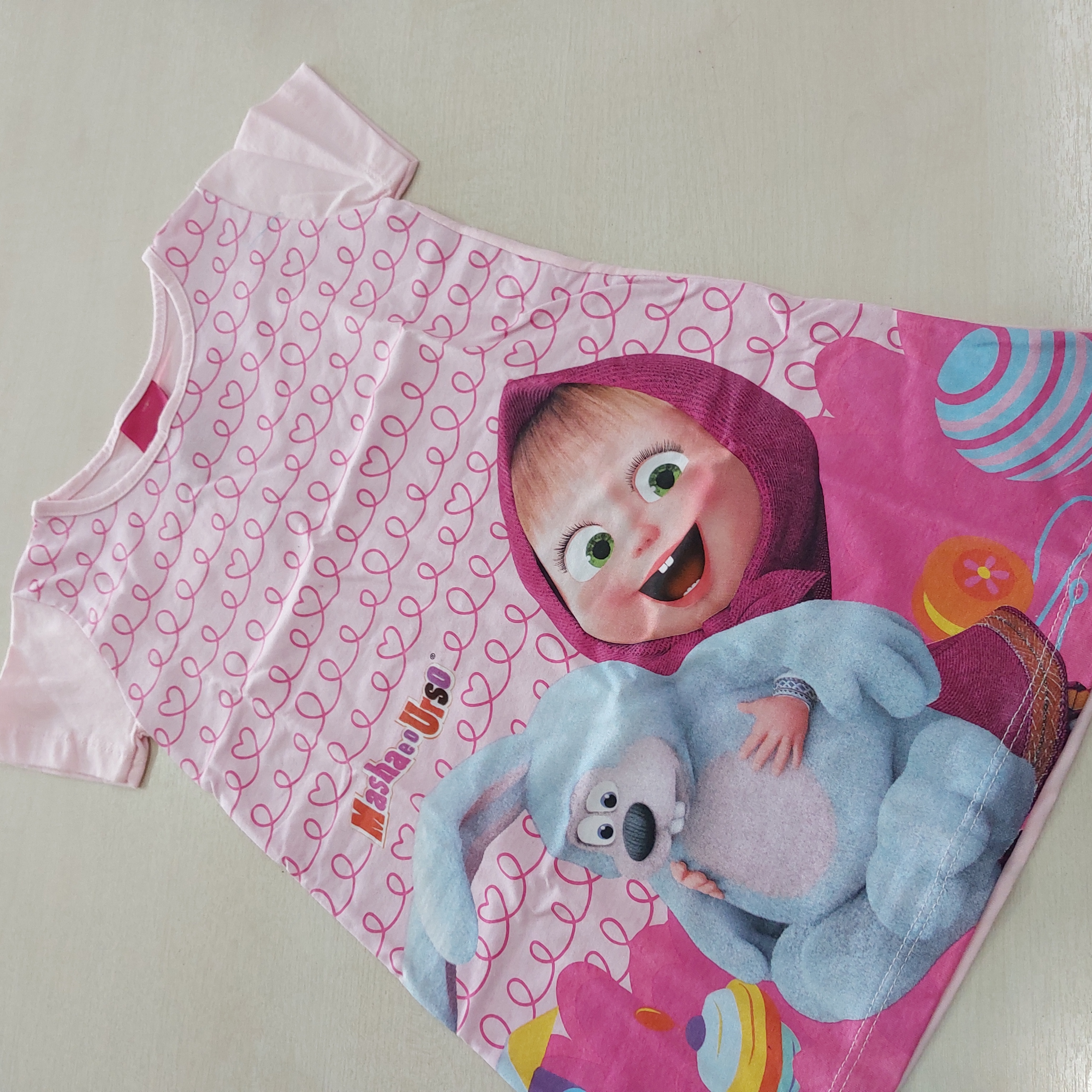 Vestido c/estampa Masha e o Urso Fem Tam 03 Kamylus