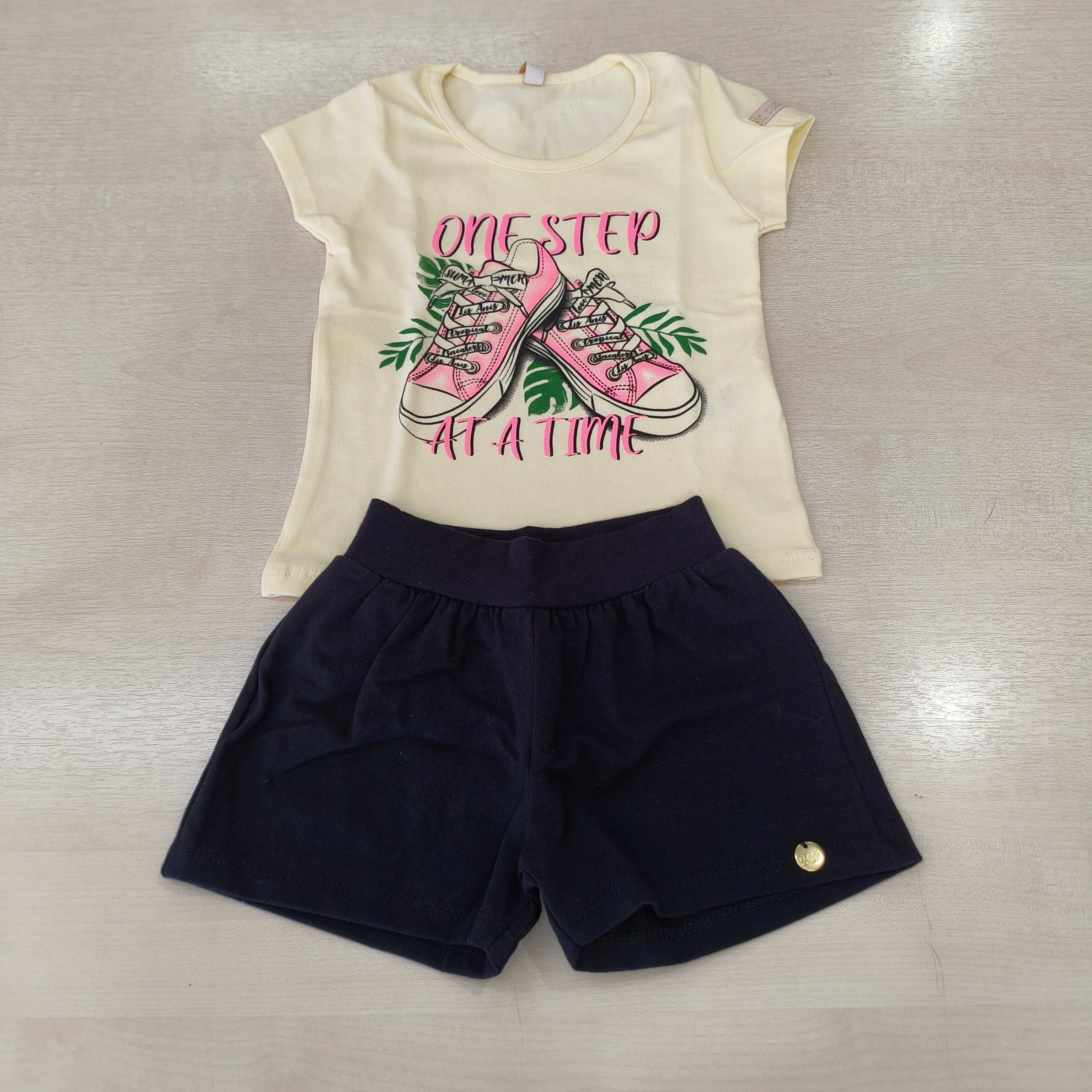 Conj. Blusa MC e Bermuda Fem Tam 01 Lis anis