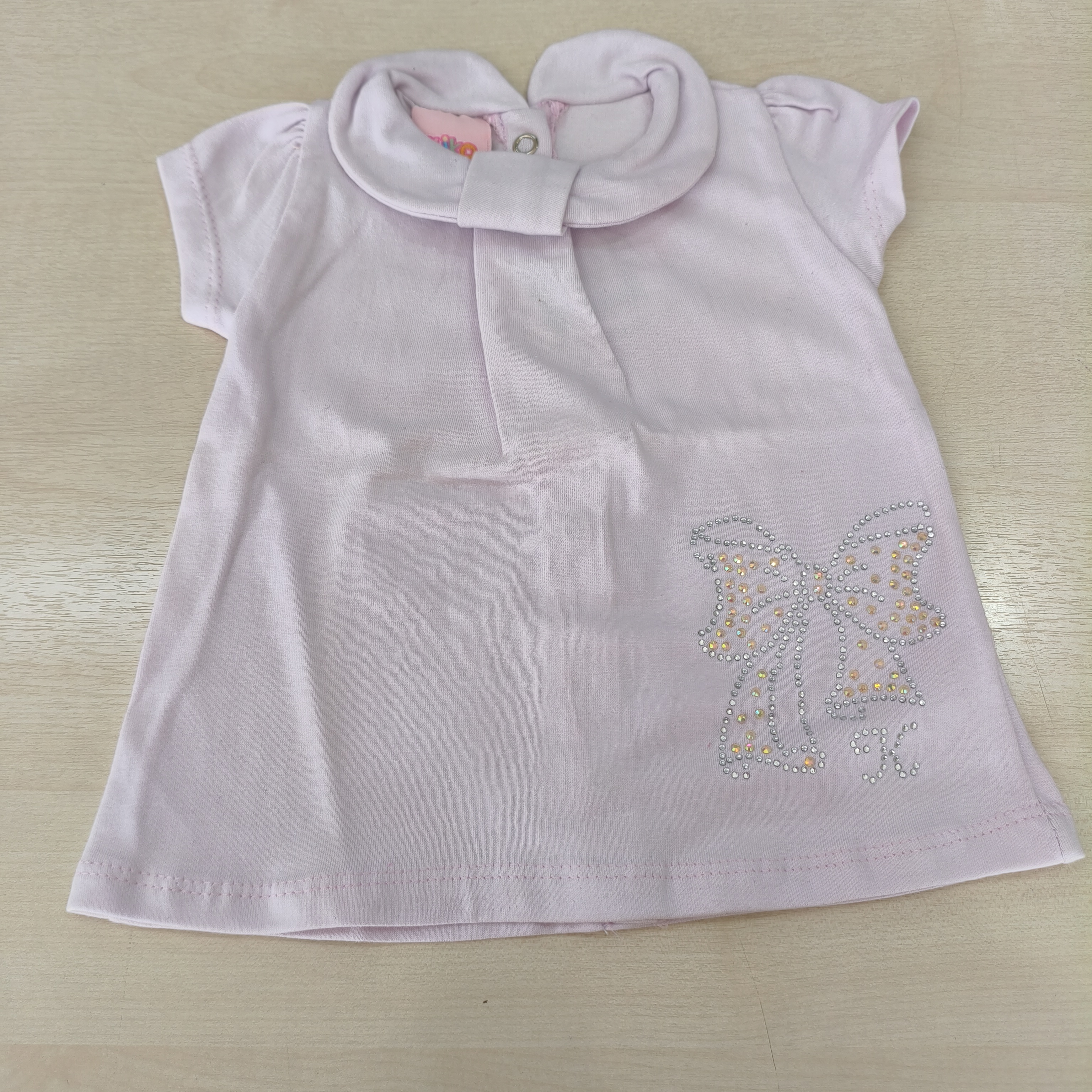 Blusa MC com Gola Bot Fem Tam PB Kiko e Kika