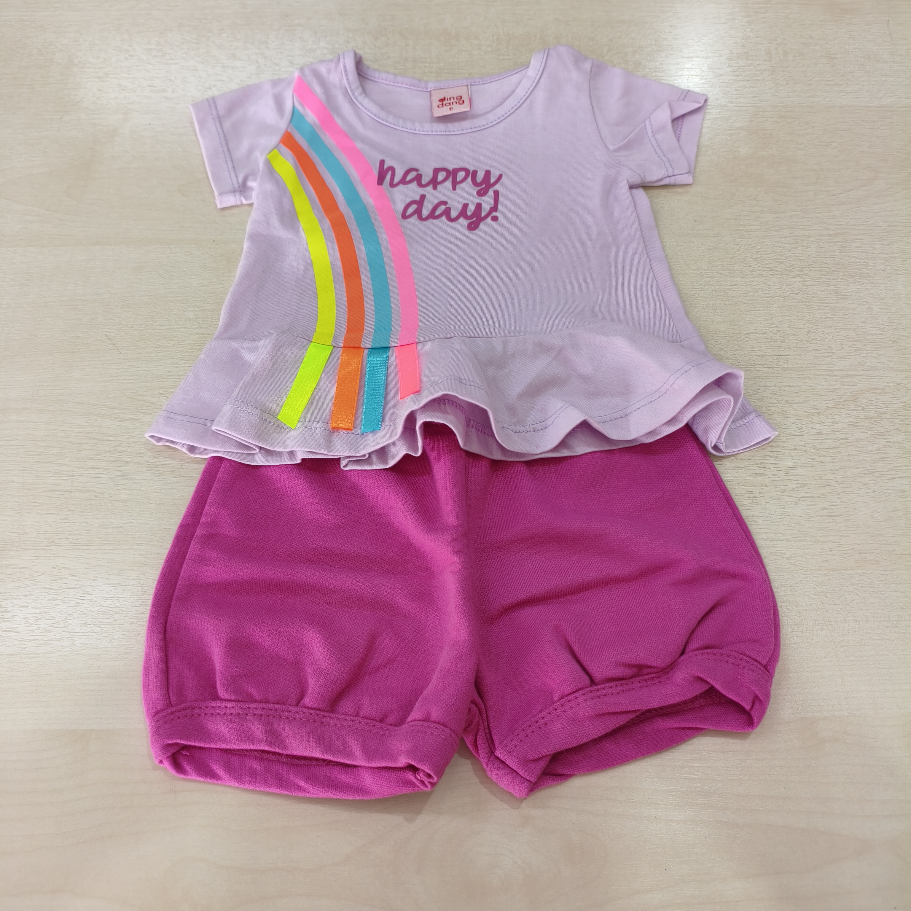 Conj. Blusa MC Com Shorts Fem Tam PB Ding Dang