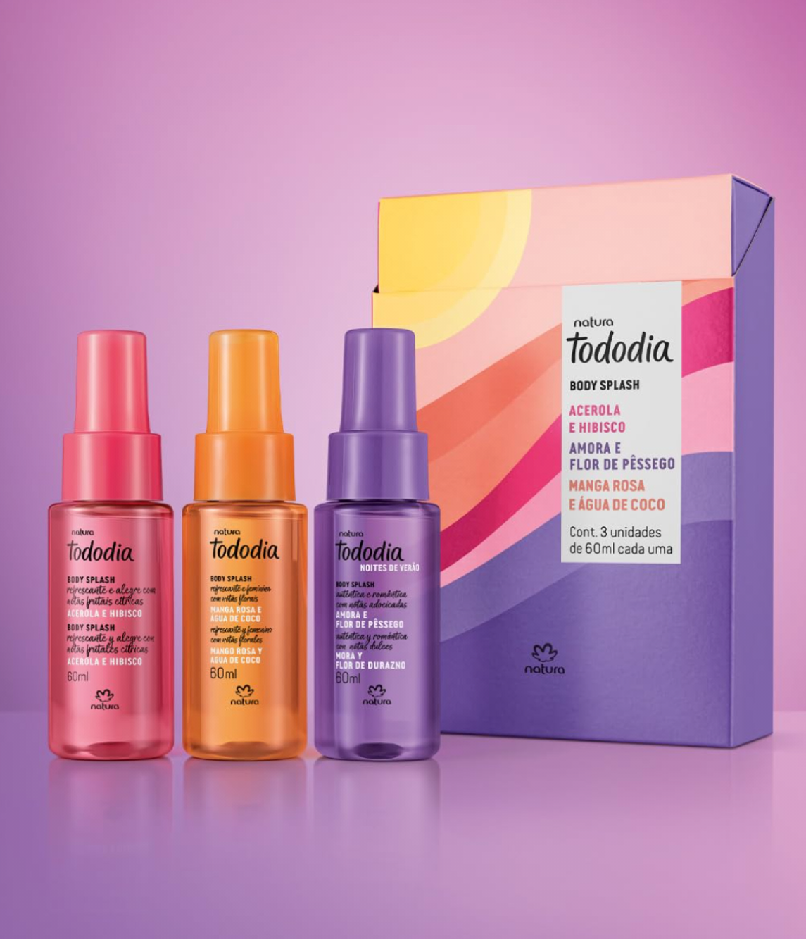 Kit 3 Body Splash Natura TODODIA (60/ml)