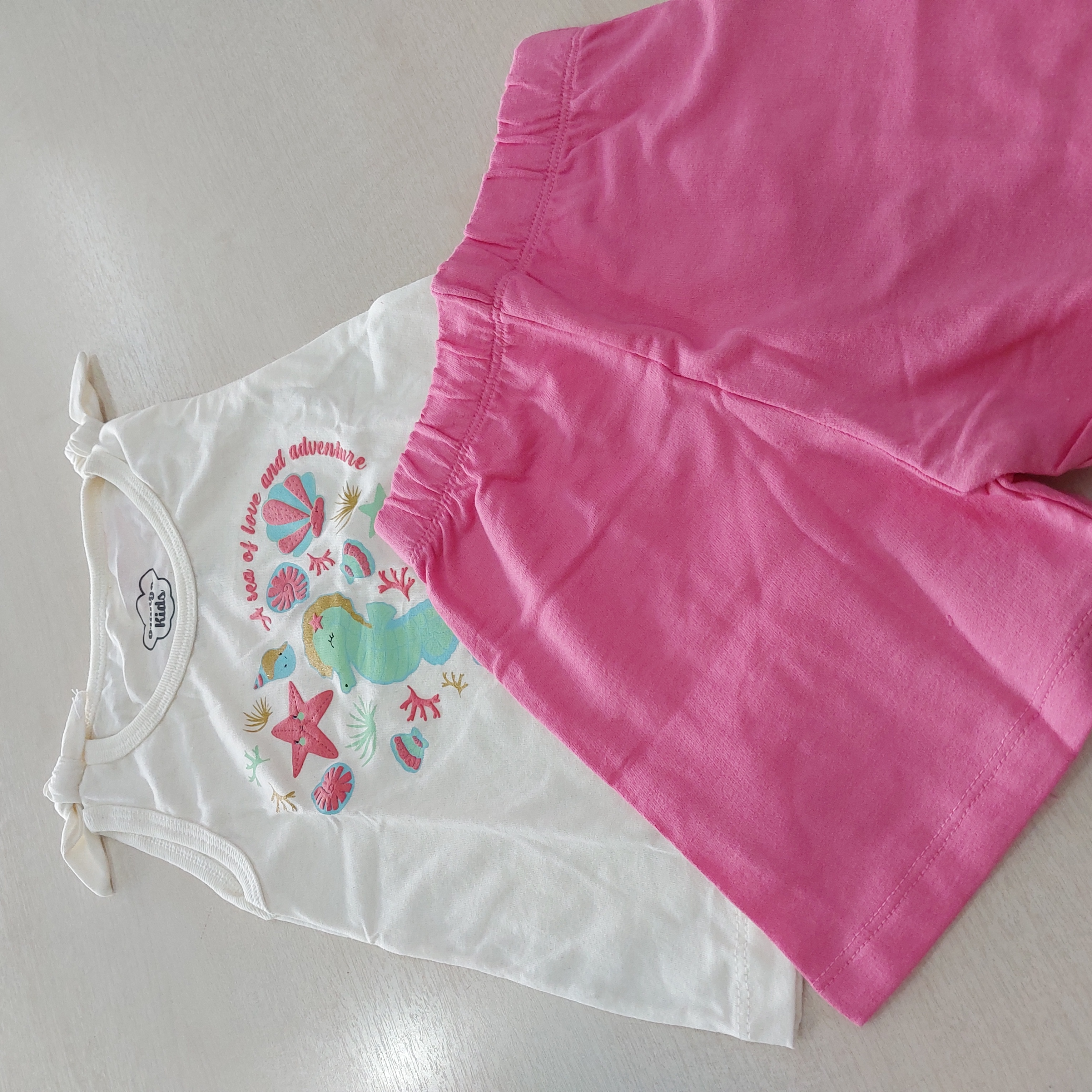 Conj.Blusa MC e Shorts Fem Tam 03 Orango Kids