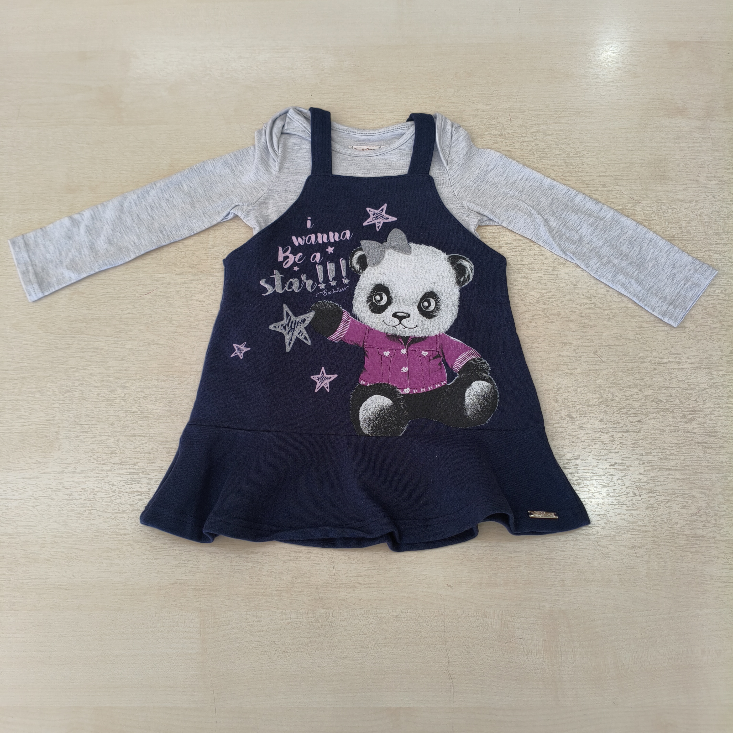 Conj. Moletom Body ML com Jardineira Tam 01 Carinhoso