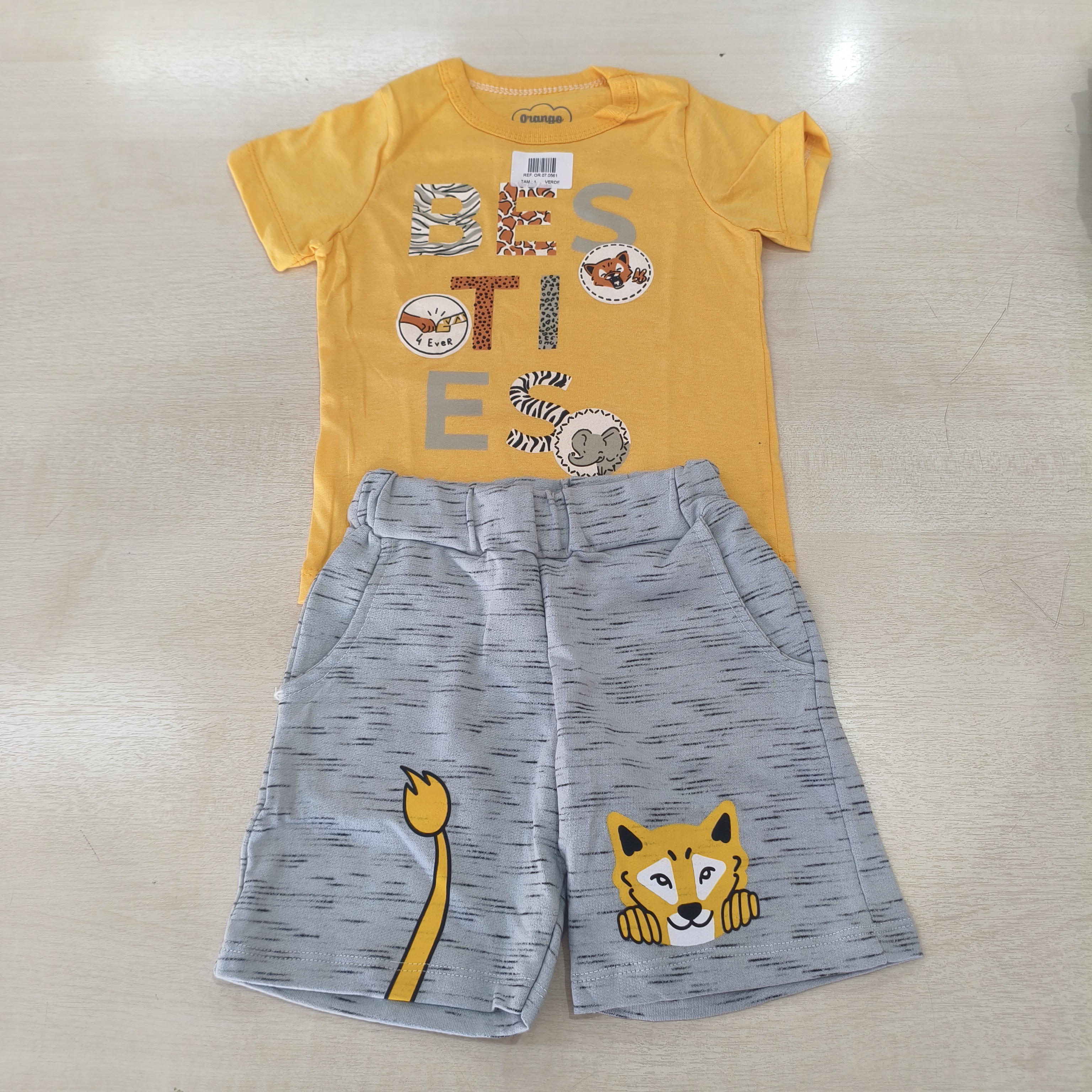 Conj. Camiseta MC e Bermuda Masc Tam 01 Orango Kids