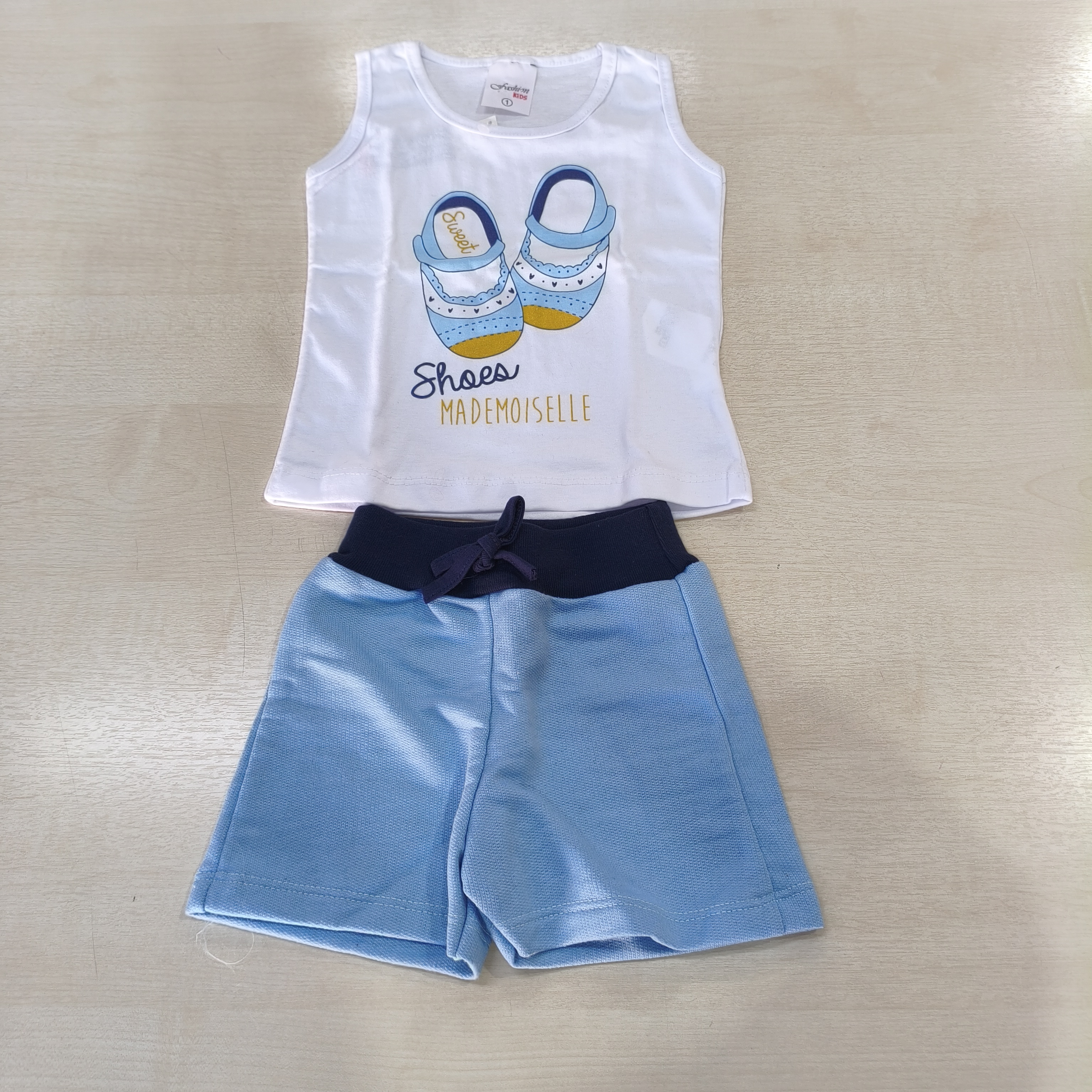 Conj. Blusa MC e Shorts Fem Tam 01 Fashion Kids