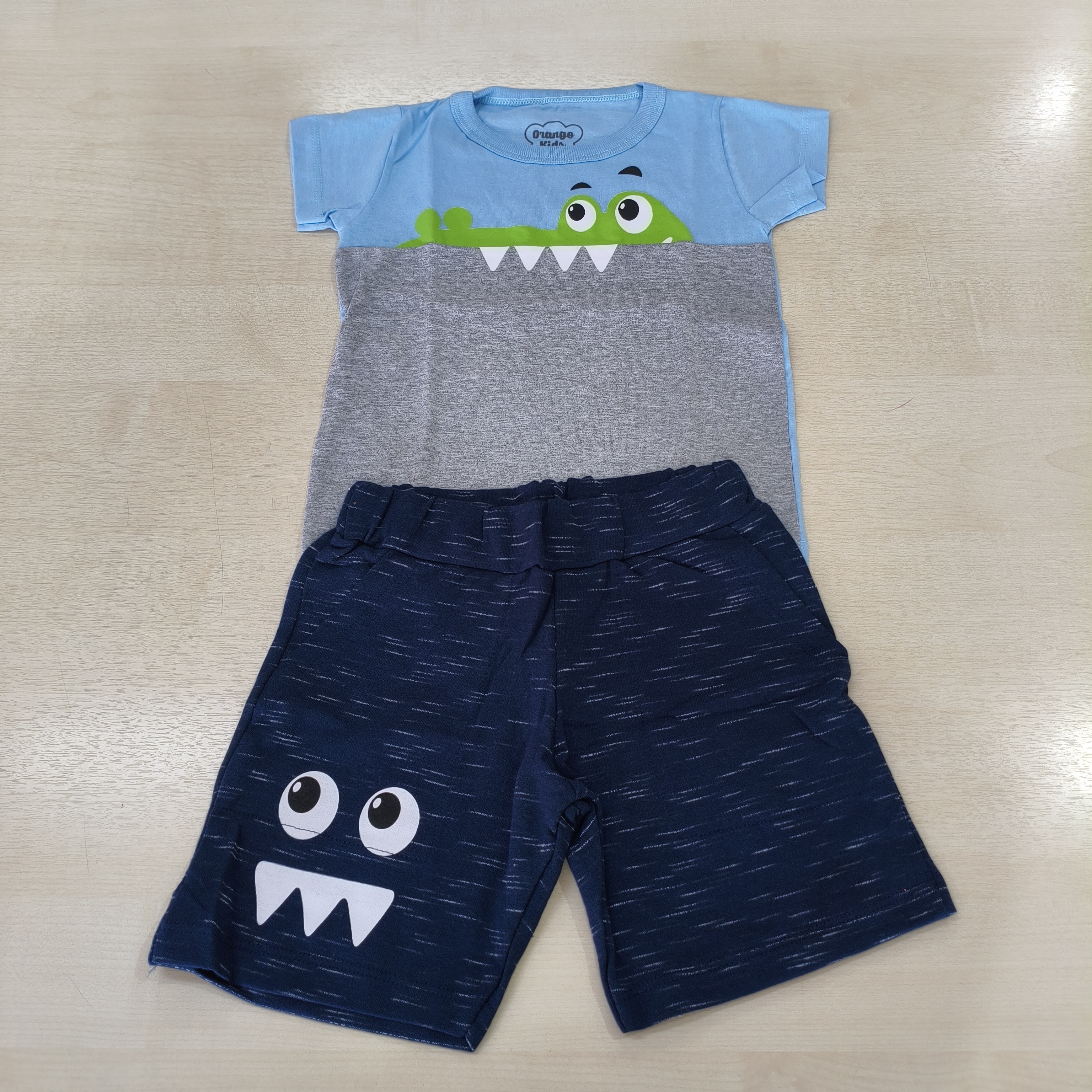 Conj. Camiseta MC e Shorts Masc Tam 01 Orango Kids