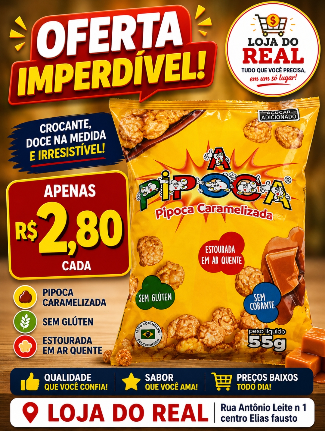 pipoca caramelizada 55g