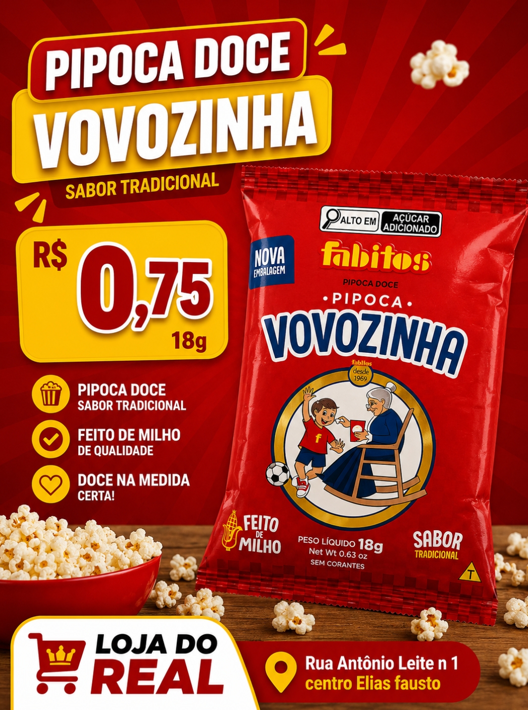 pipoca doce vovozinha 18g