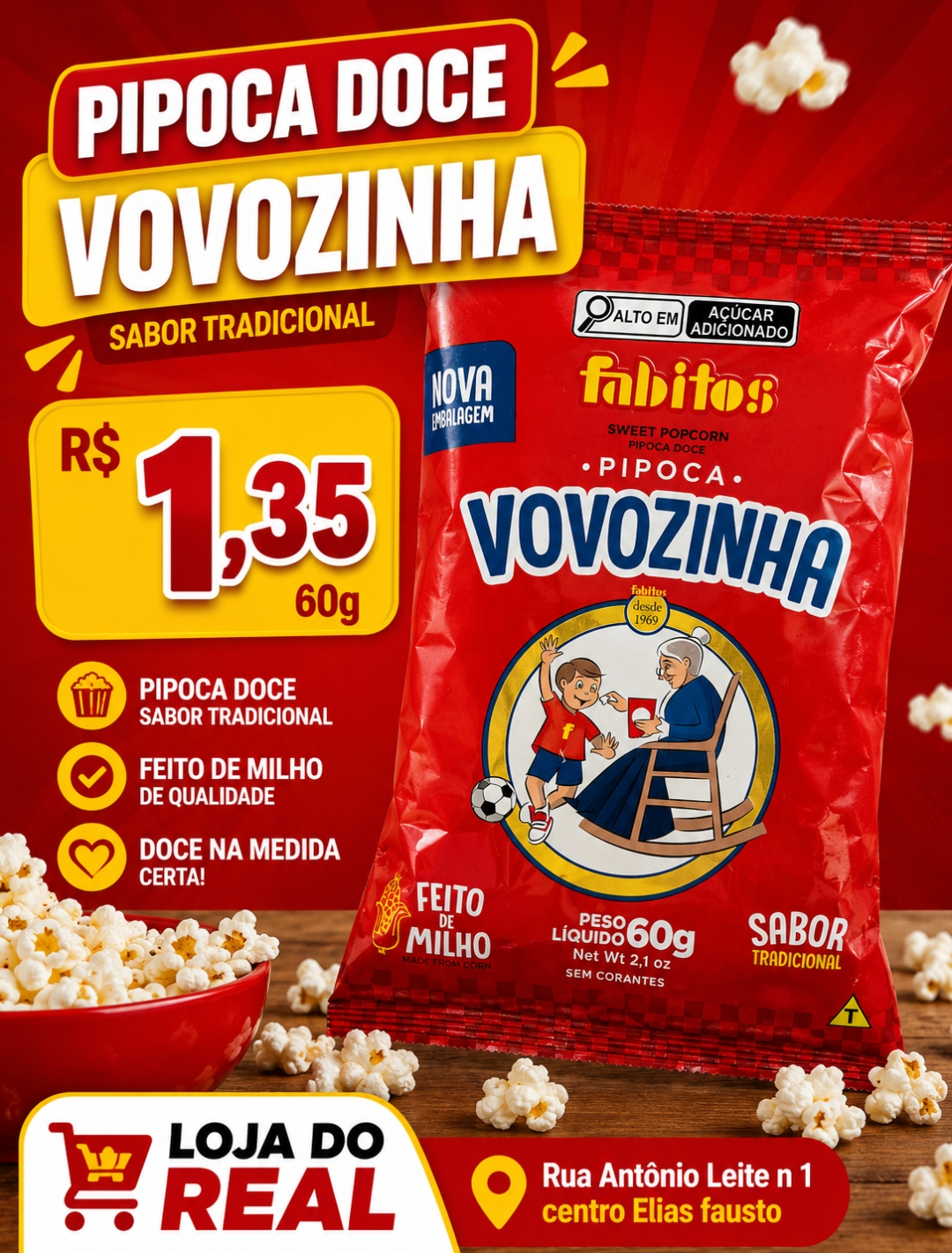 pipoca doce vovozinha 60g
