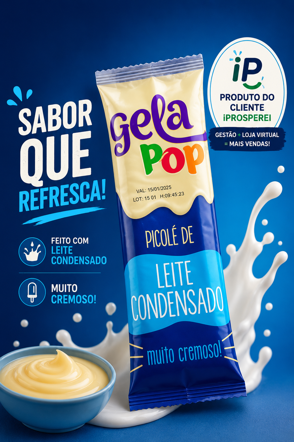 Picolé Gelapop Leite Condensado