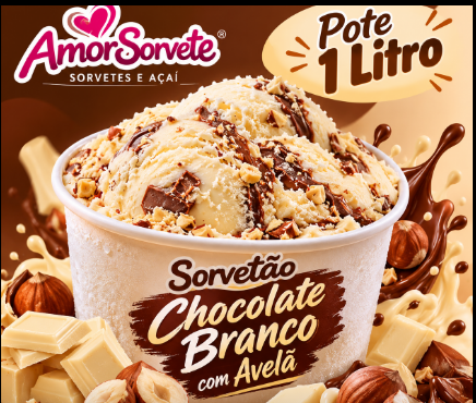 Pote 1litro Sorvetão Chocolate Branco com Avelã
